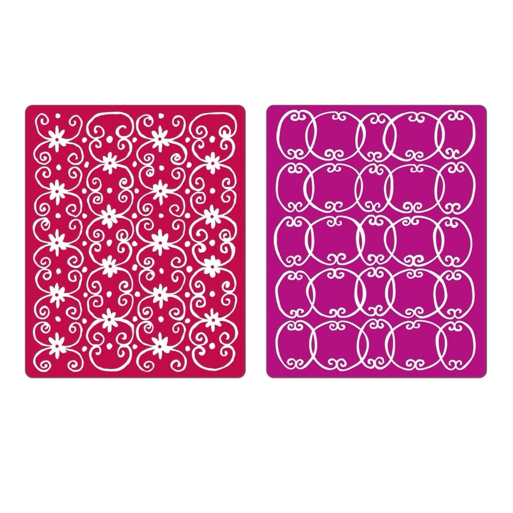 Sizzix 2-pk textured impression embossing folders - FLOWER VINE & TWIZZLE